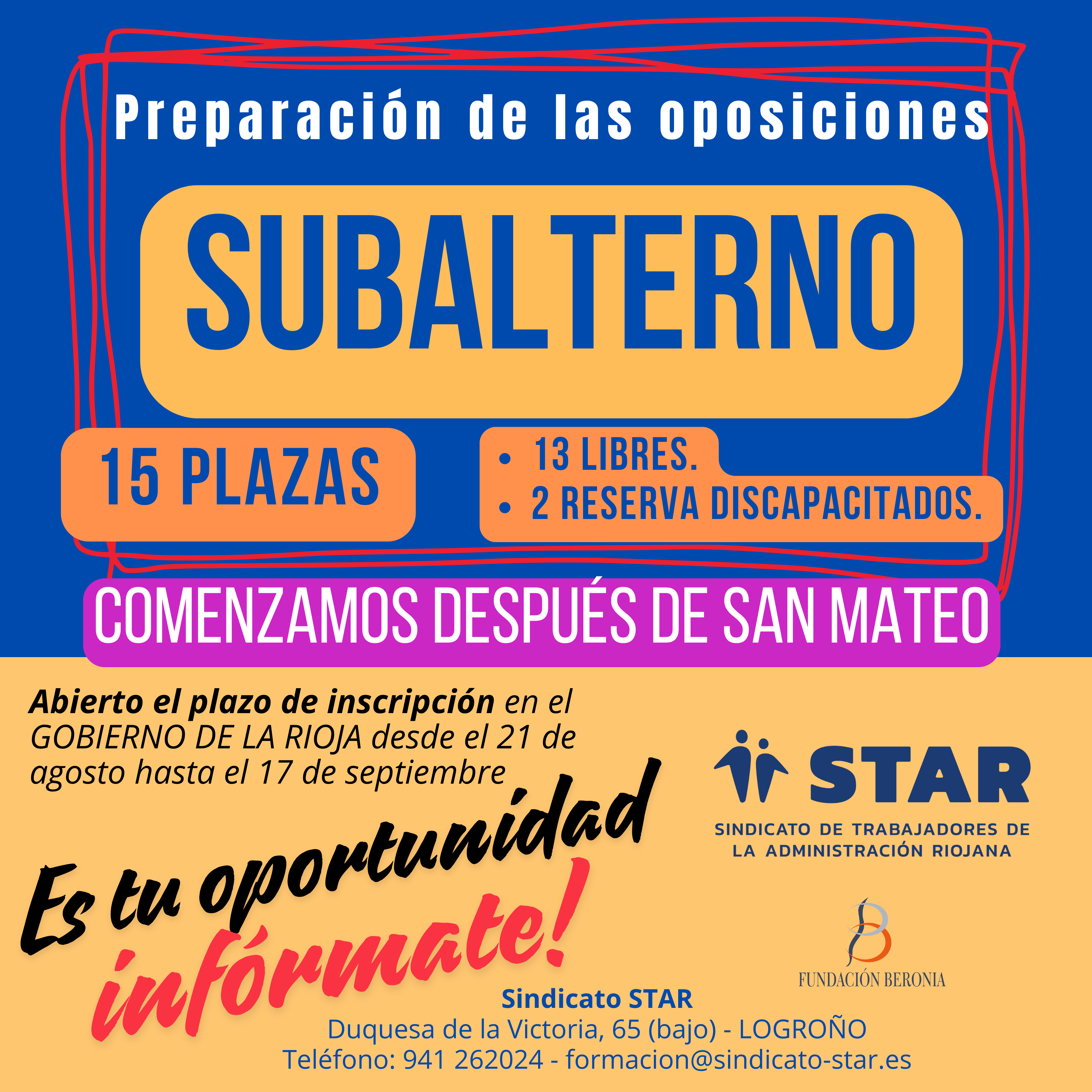 Prepárate tu plaza de Subalterno en el Gobierno de La Rioja